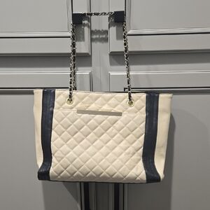 Mossimo Supply Co. Black and Cream Quilted Shoulder Bag